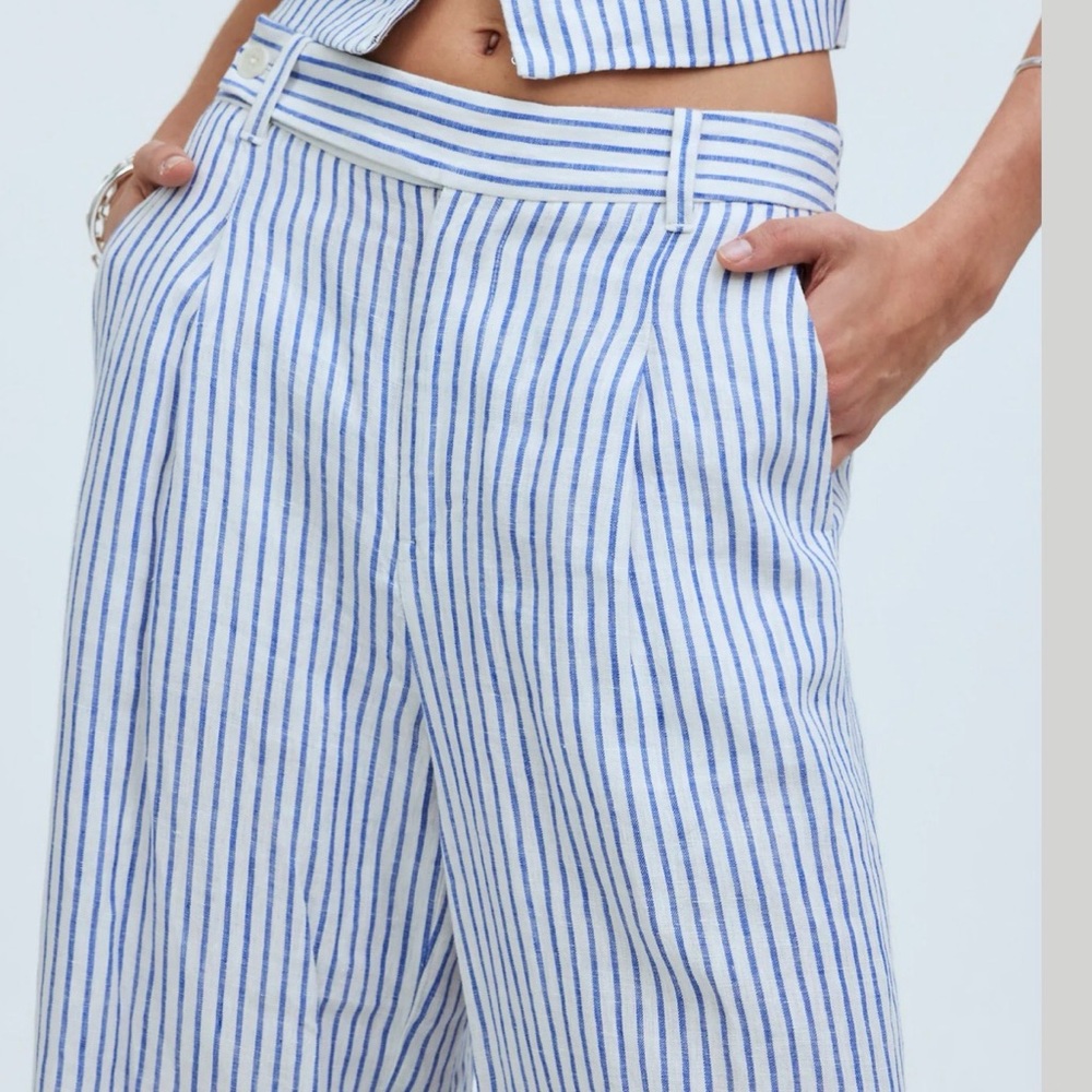 Madewell Women's The Harlow Wide-Leg Pant in 100% Linen Bluestone 10 - Picture 4 of 16